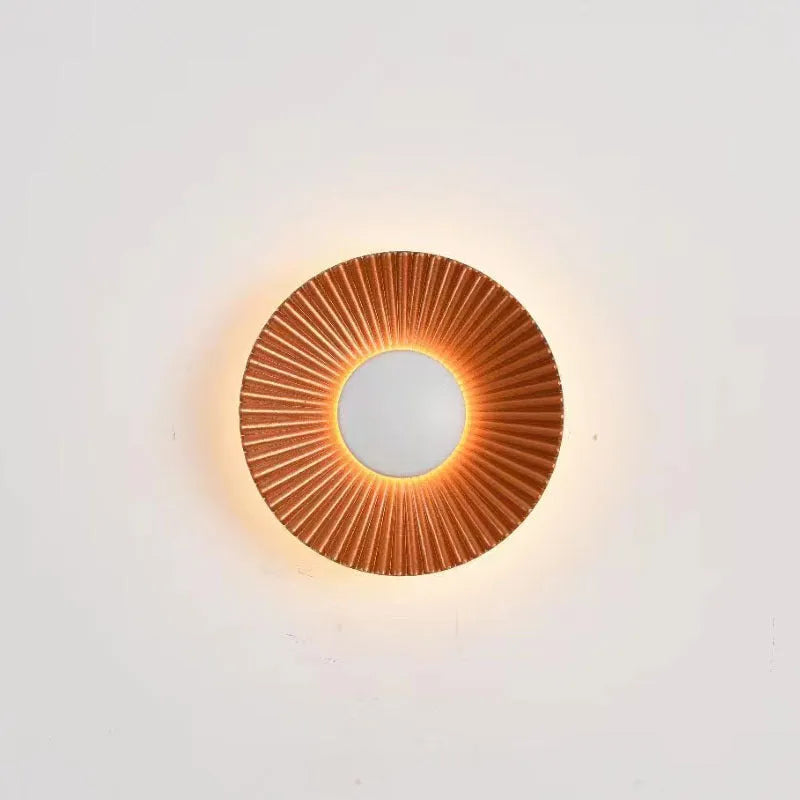 Round aluminium wall lamp with white and gold colour combinations for bedroom or living room