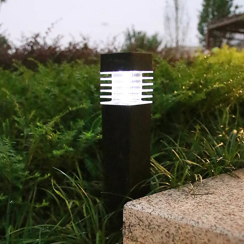 Solar-powered lawn ground lamp with cuboid design for outdoor garden lighting