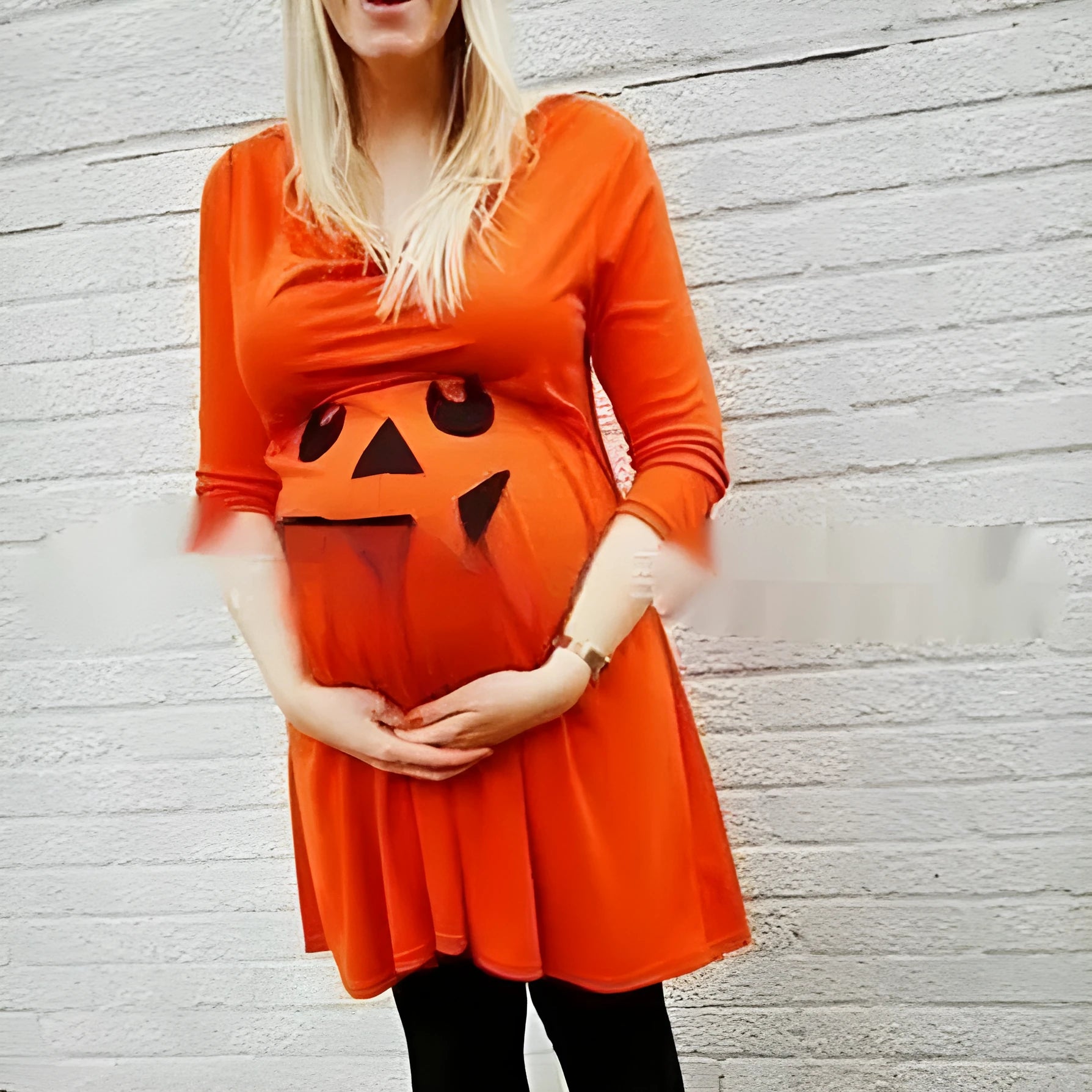 Orange cotton maternity dress loose fit pregnancy clothing sizes S to 5XL