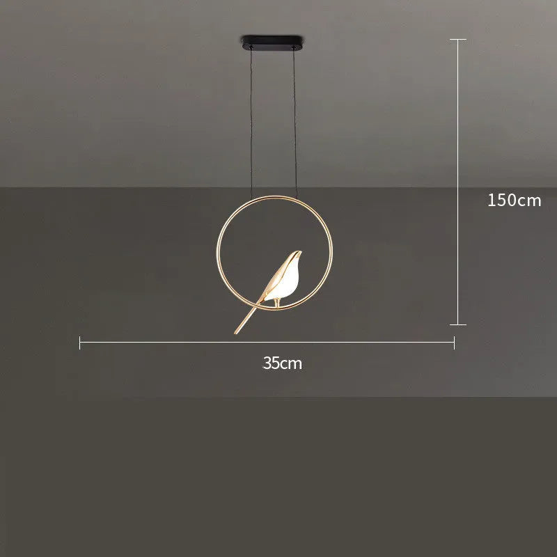 Modern minimalist magpie bird chandelier with zinc alloy and acrylic construction 150cm height