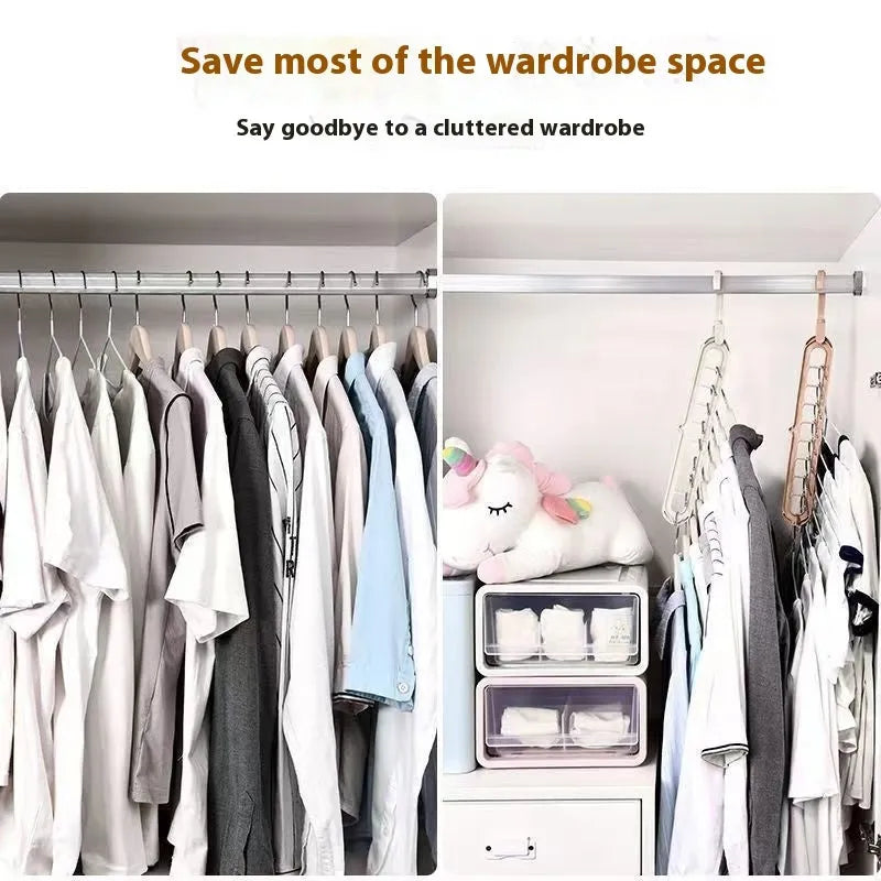 Plastic nine-hole folding pant hanger in multiple colours for dormitory wardrobe organisation