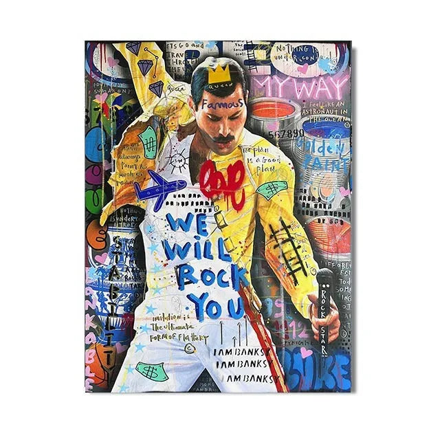Graffiti abstract oil painting street poster on canvas, spray paint finish, unframed, multiple sizes from 20x25cm to 80x120cm
