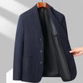 Men's loose fit casual coat in black, shown front-on, suitable for spring and autumn leisure wear.