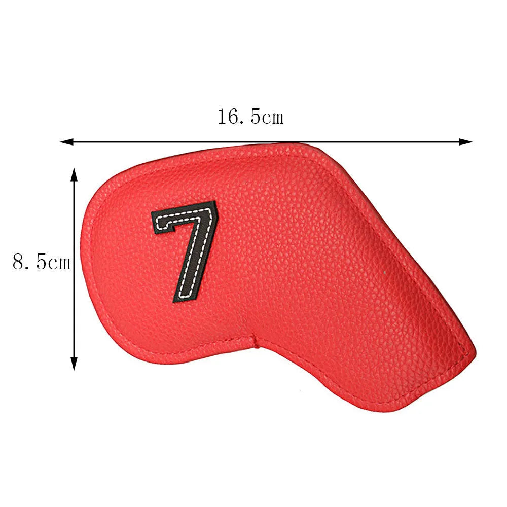 Set of 10 digitally printed PU golf club head covers for driver, woods and irons