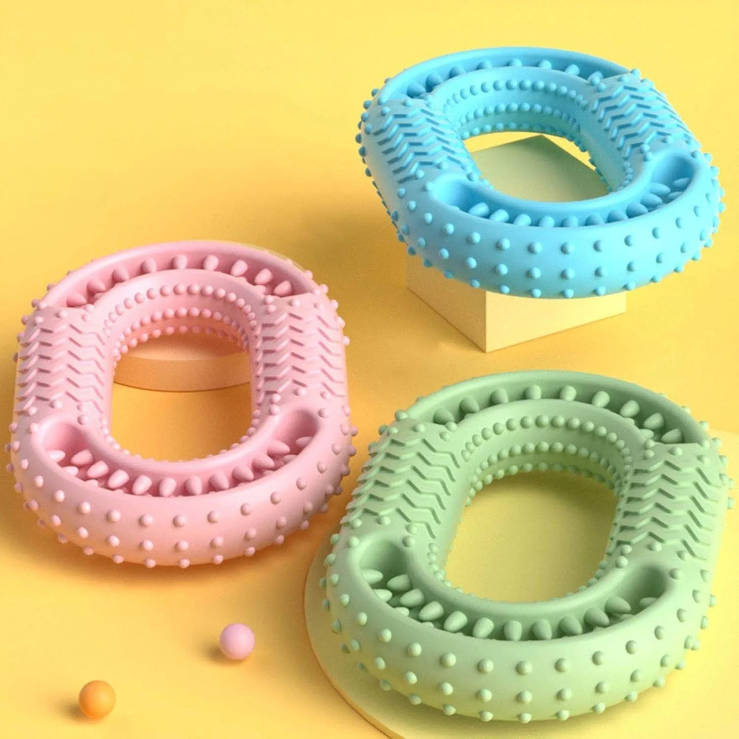 Blue O-ring shaped dog chew toy for aggressive chewers and large breeds