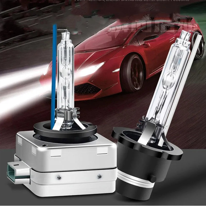Xenon automotive bulb for D1S and D1R headlights with aluminium alloy shell and choice of four light colours.