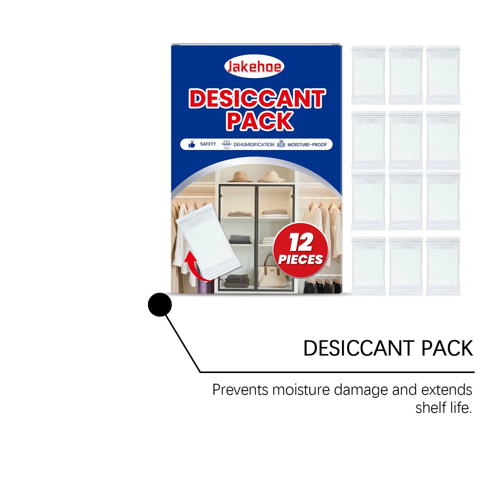12-pack of anti odor space desiccant bags for household moisture absorption