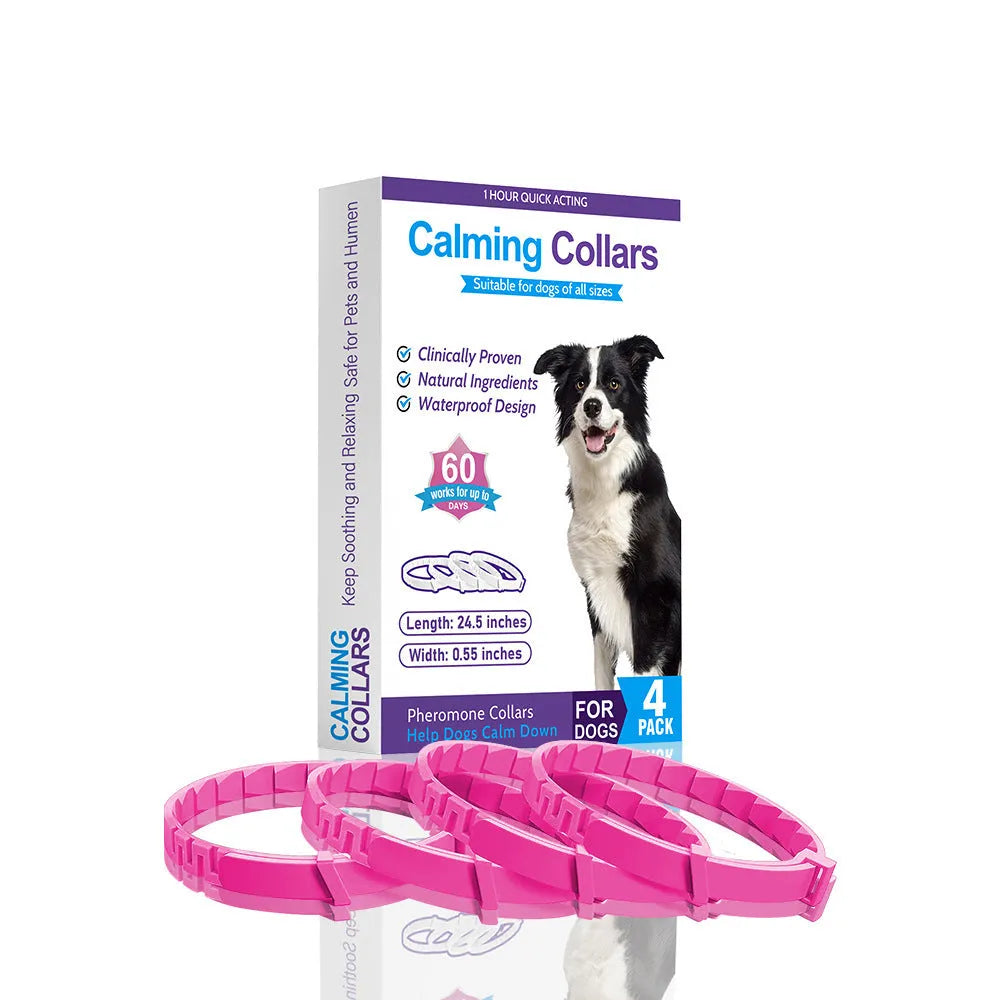 Four Chinese style monochrome pattern dog collars for anxiety relief in different colours