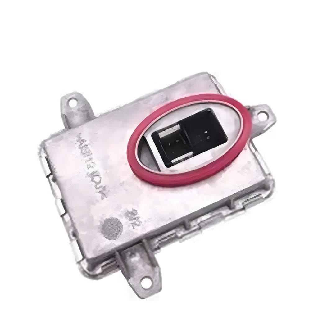 Metal headlight ballast unit measuring 14cm by 11cm by 4.5cm for vehicle lighting systems
