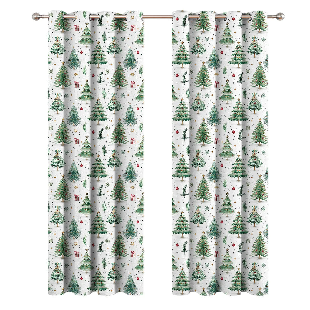 Christmas Forest pattern punching curtain with polyester fabric in various size options