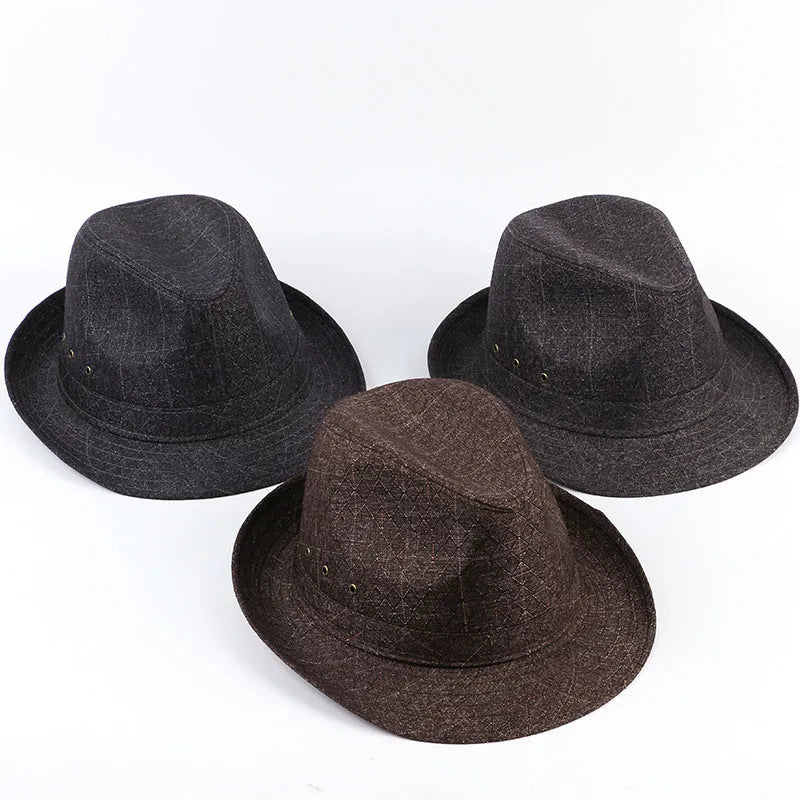 Men's thickened wool felt fedora hat showing classic trilby shape available in multiple colours with size tags