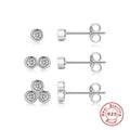 S925 sterling silver single diamond stud earrings, yellow gold and white gold colour options, round geometric shape