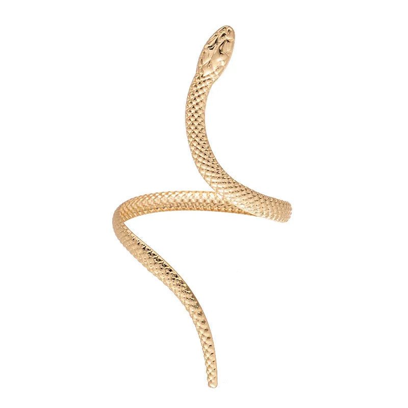Gold and silver twisted snake opening ring and bracelet jewellery set