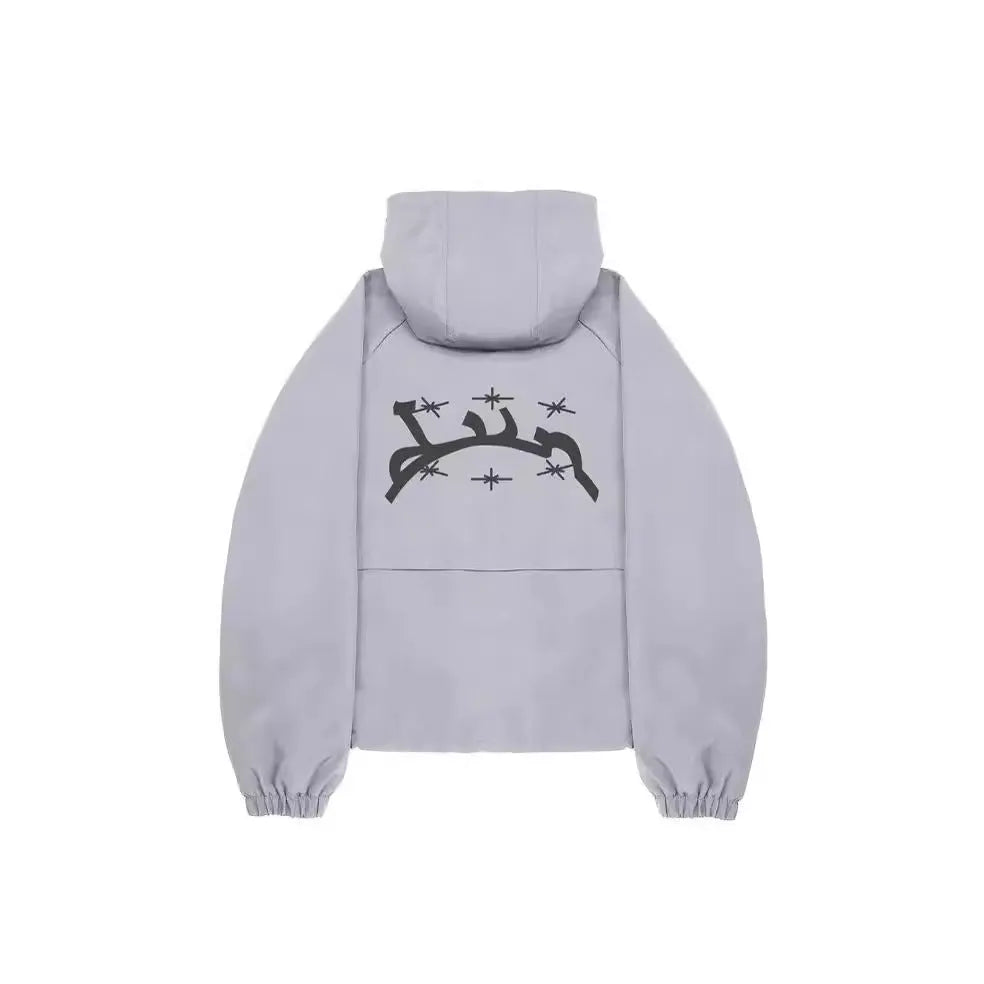 Men's grey loose fit hooded sun protection jacket with British style detailing
