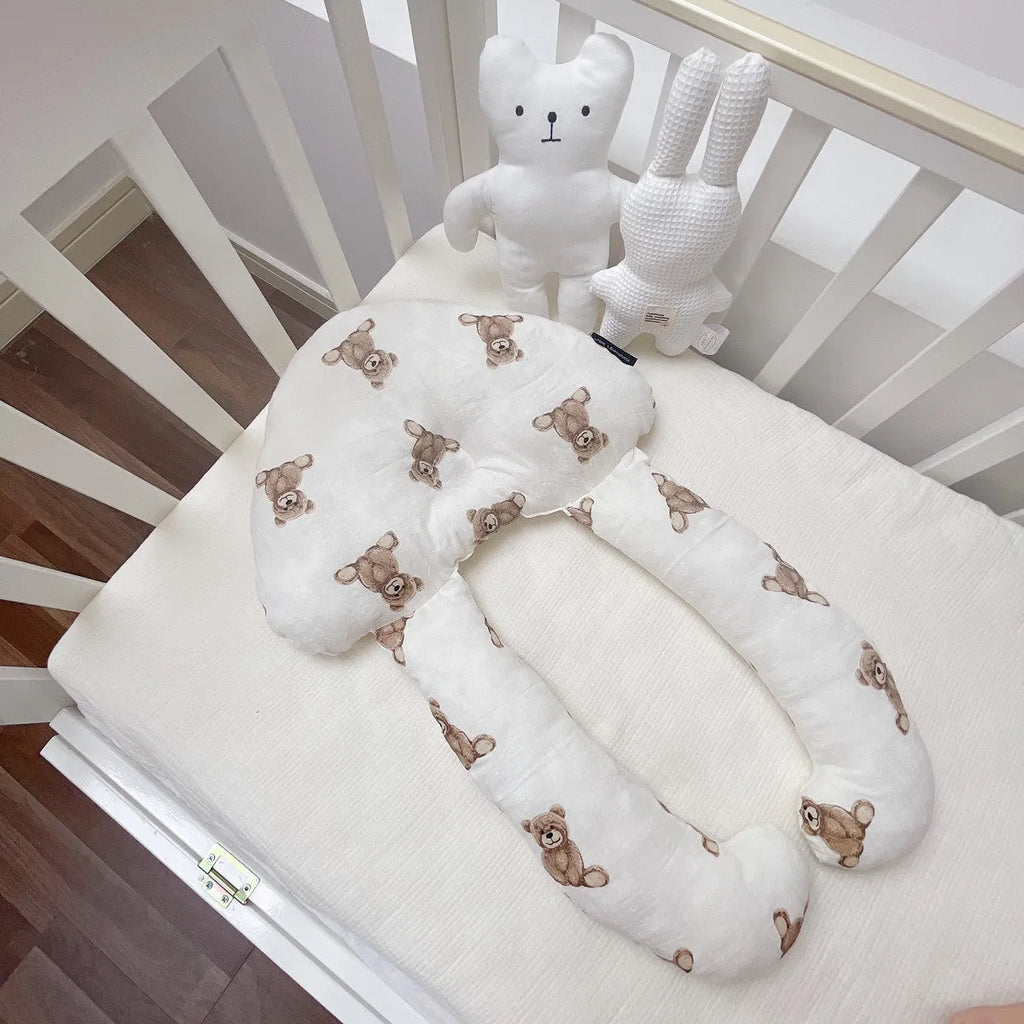 Baby soothing pillow set pure cotton 60x40cm anti-tilt head support pillow in yellow plaid pattern