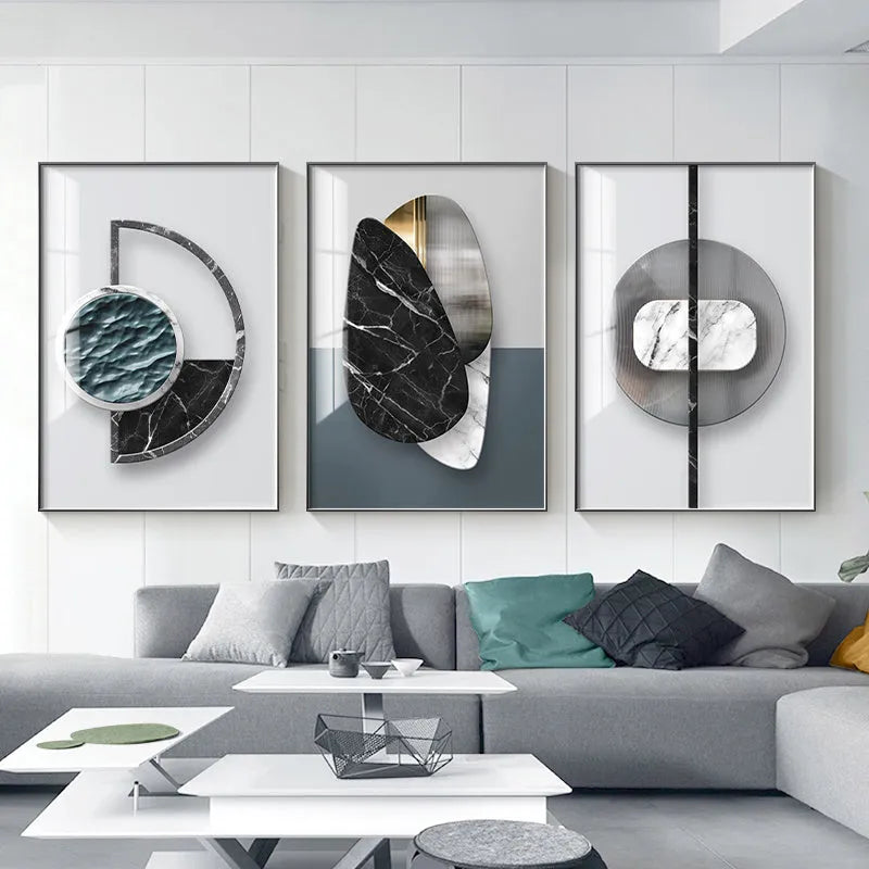 Abstract geometric pattern printed on a canvas wall painting poster