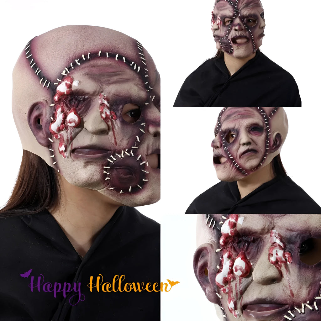Halloween three-sided grimace horror mask made from plastic and latex
