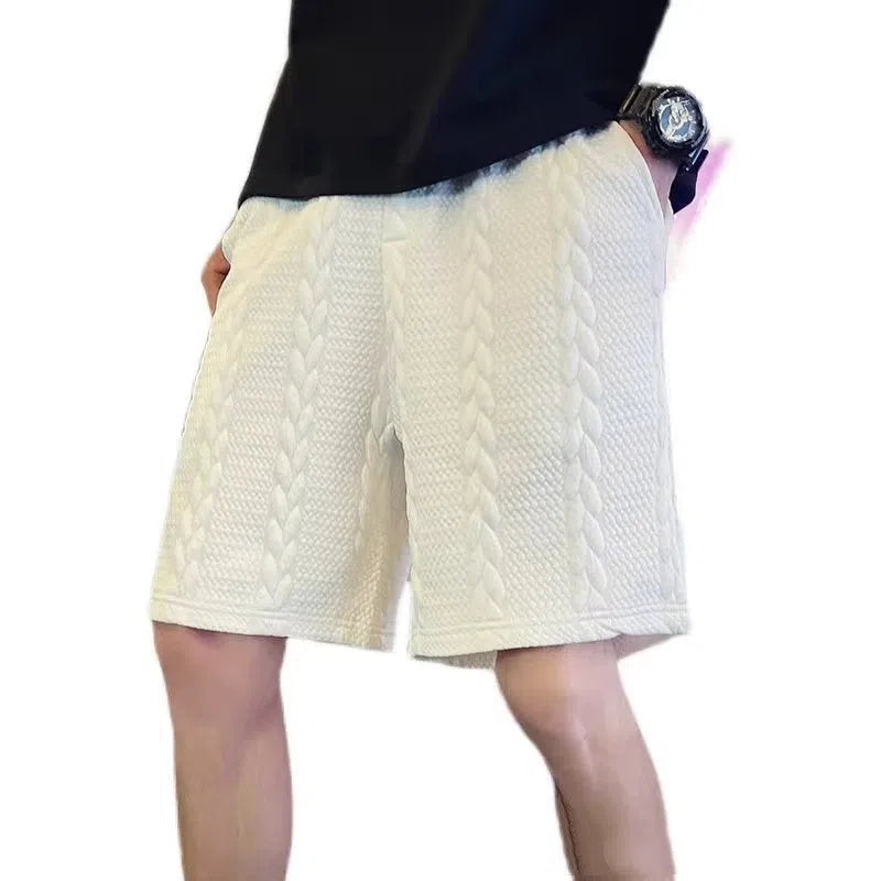 W120 Black loose straight-leg casual sports pants on model showing cotton blend fabric