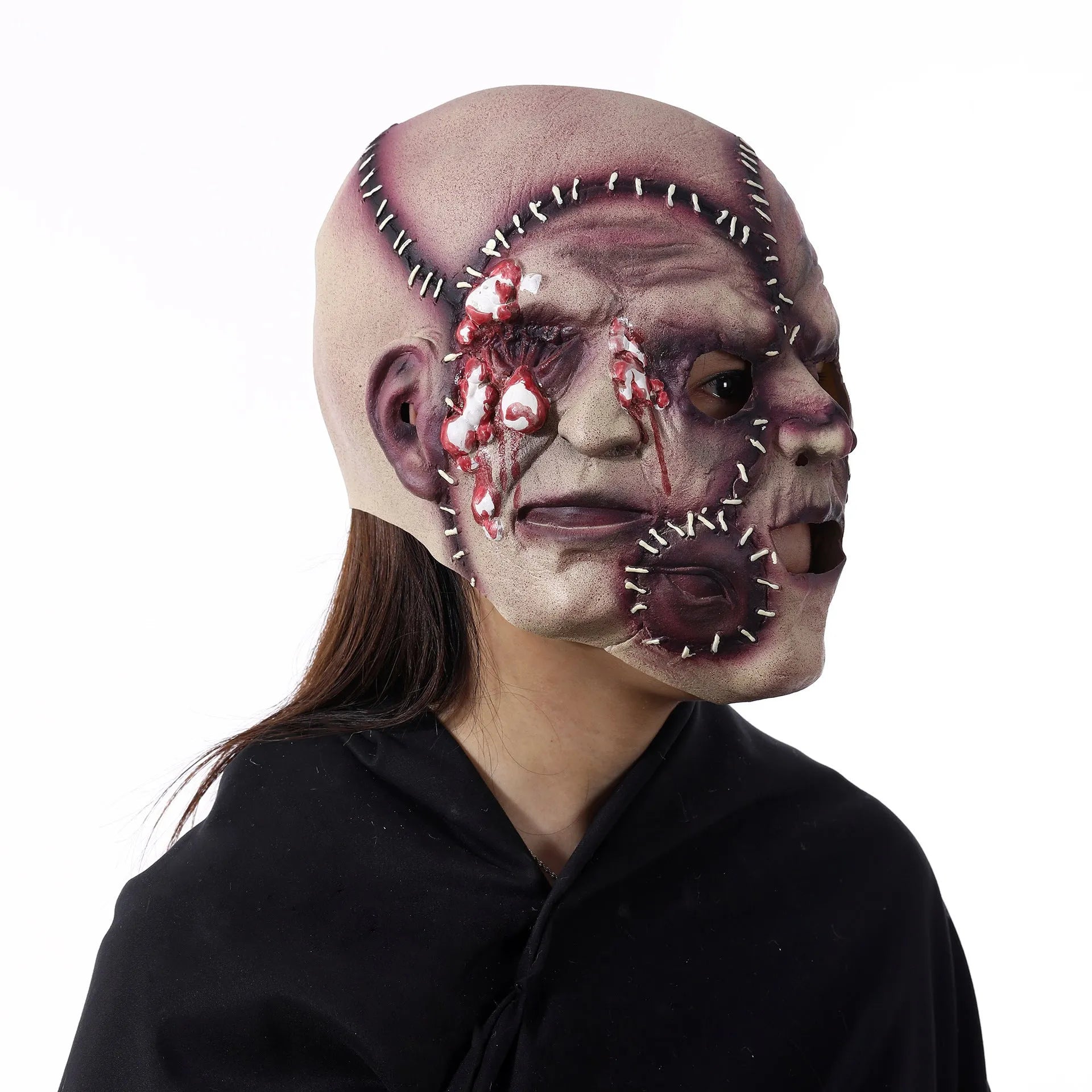 Halloween three-sided grimace horror mask made from plastic and latex