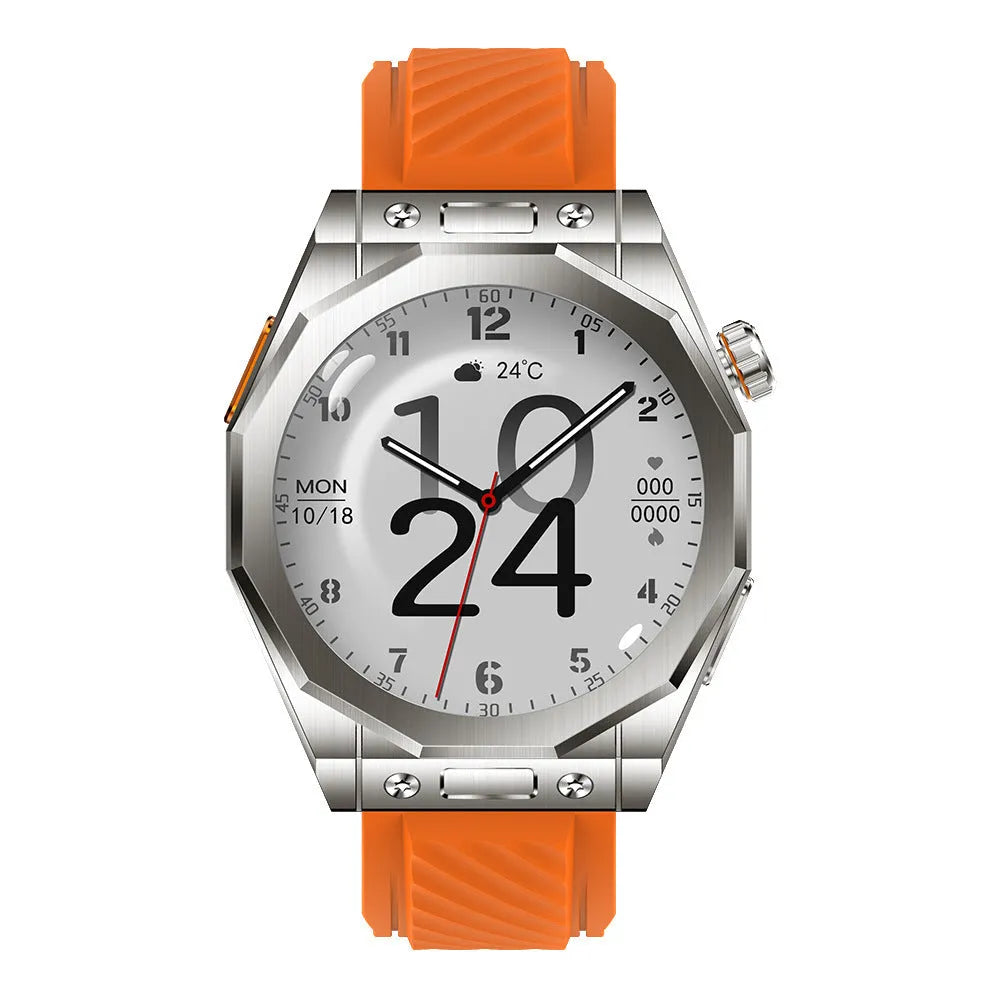 Smart watch with health monitoring and Bluetooth call on a wrist, TFT screen display showing data