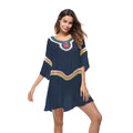 Crocheted ethnic style beach cover-up in polyester fabric for sun protection during swimming