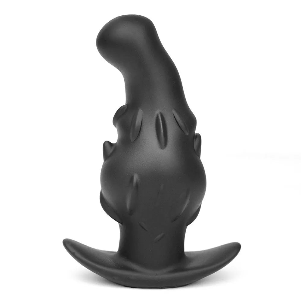 Liquid silicone masturbator sleeve in purple, gold, or black, shown in sizes S, M, L, and XL.