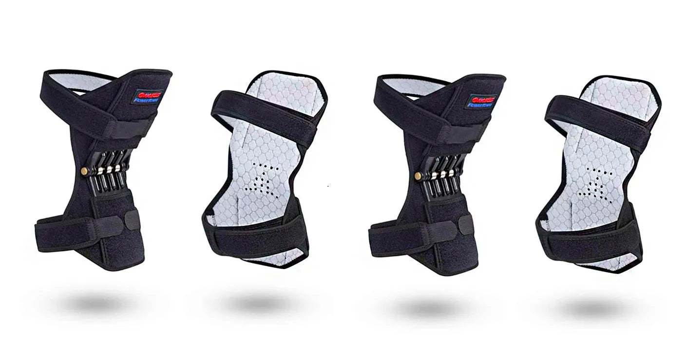 Adjustable knee brace with patella support and spring mechanism in breathable fabric