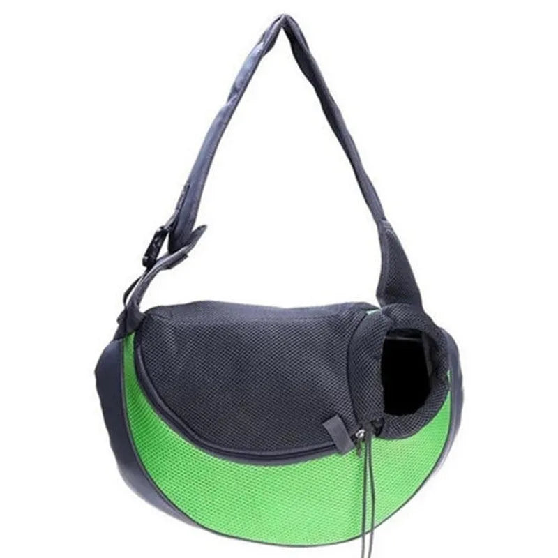 Polyester pet backpack carrier for cats and small dogs in blue colour with adjustable shoulder straps