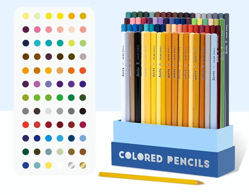 Boxed set of 72 or 126 soft core colour pencils with basswood barrels for art students.