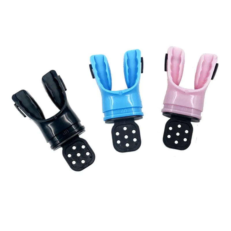 Edible silicone diving mouthpiece measuring 110mm in various solid and transparent colours.