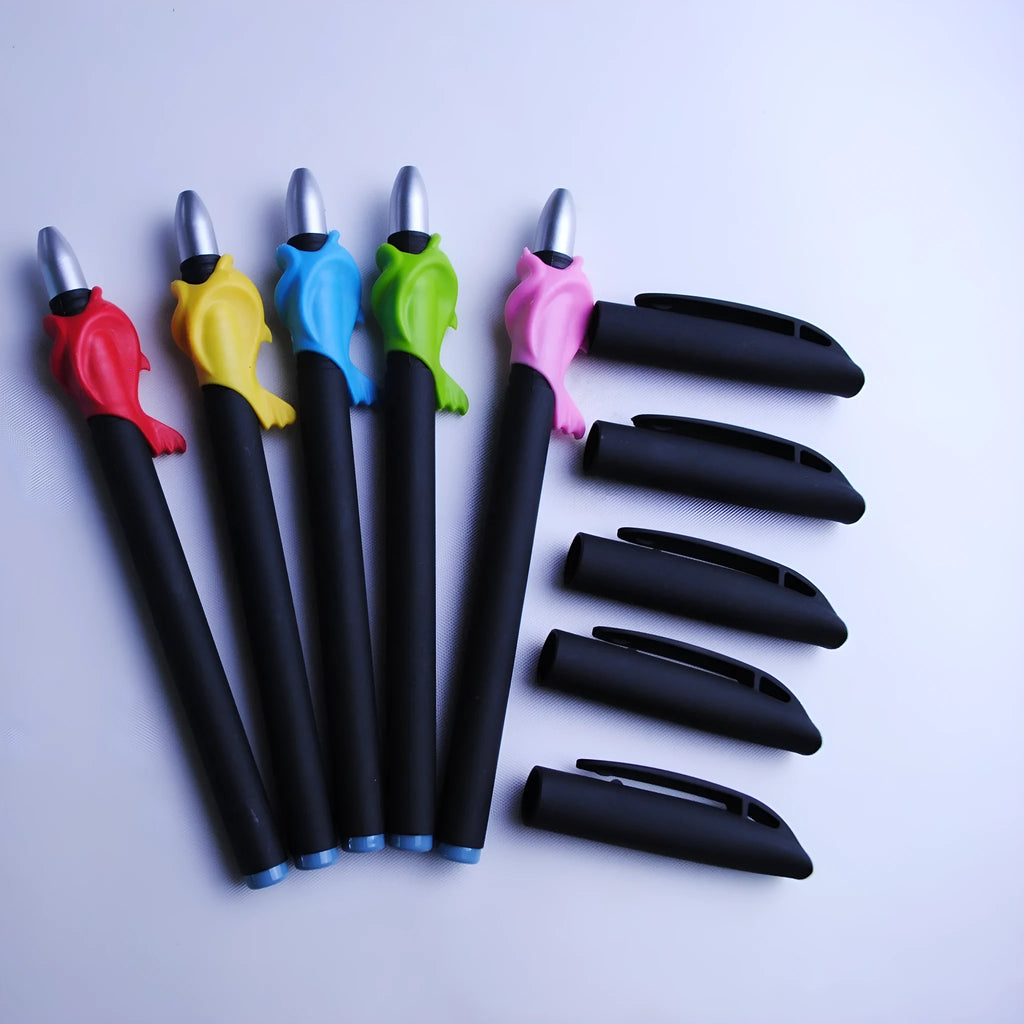 Eight blue pen refills with 0.5mm tips and 130mm body length in plastic packaging