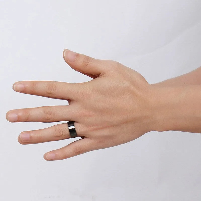 Titanium steel geometric minimalist couple rings in sizes 6 to 12 for men and women