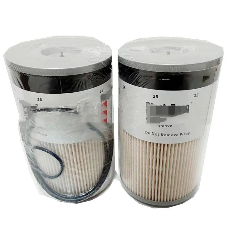 FS19764 diesel fuel filter with white housing and specifications for generator use.