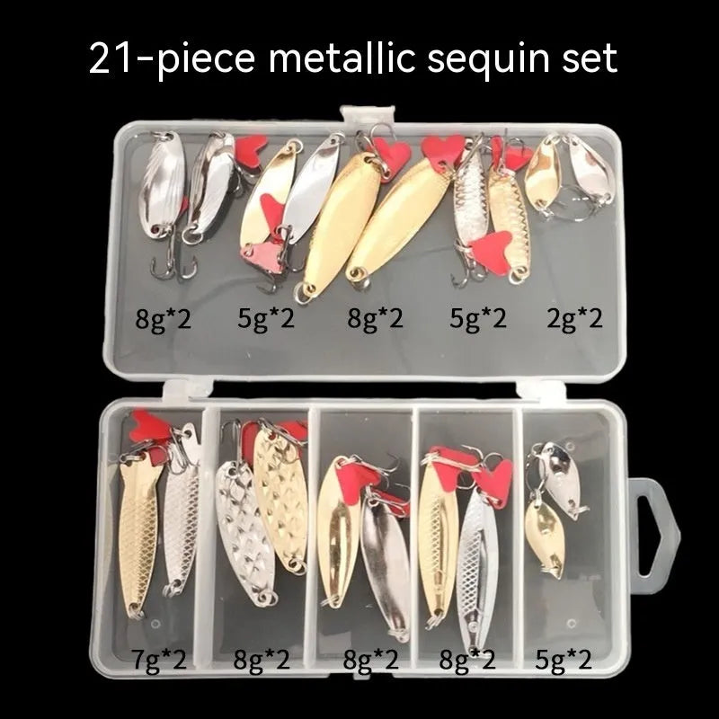 Lure fishing pineapple sequin box containing metal sequins for iron false bait modification