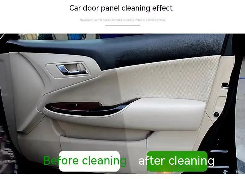 UL ultrasonic fabric roof foam decontamination cleaner bottle with towel and sponge wipes for vehicle ceilings.