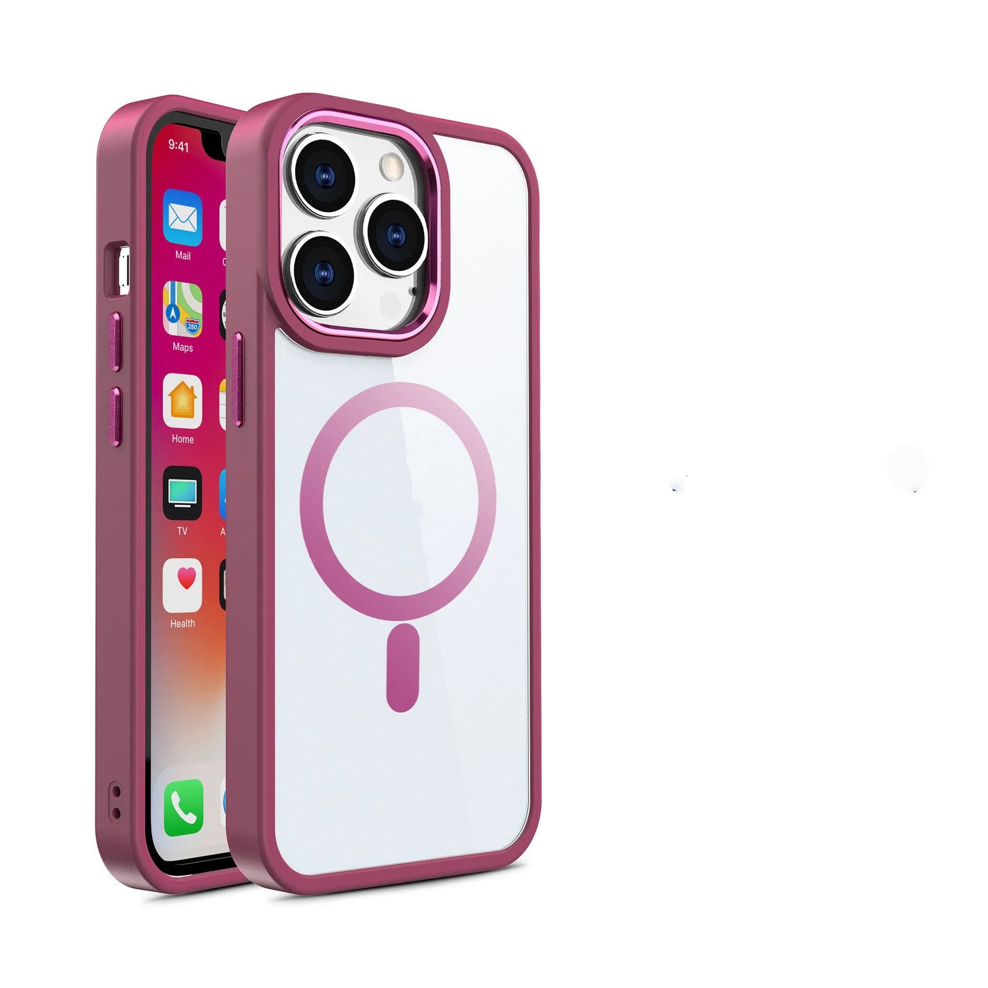 Transparent magnetic silicone phone case for iPhone models showing colour options