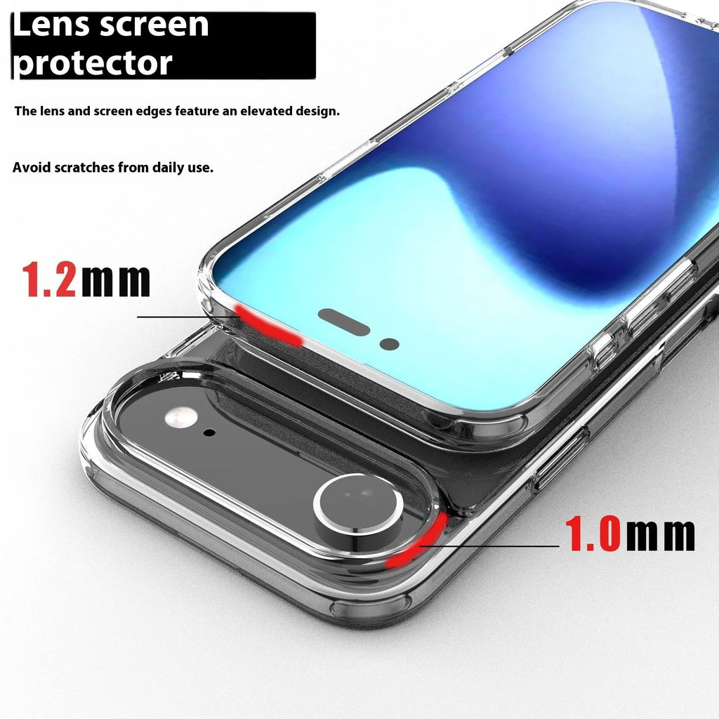 Transparent magnetic iPhone 17 phone case showing TPU composite construction and magnetic charging compatibility