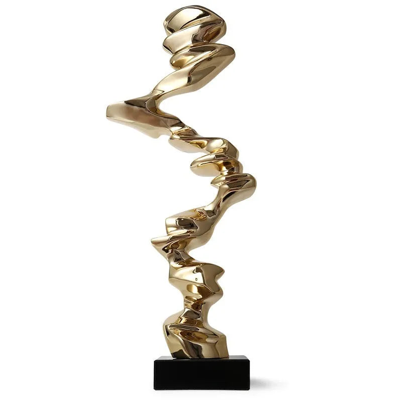 Minimalist abstract resin ornament for hallway hotel living room decoration in bright gold silver or blue