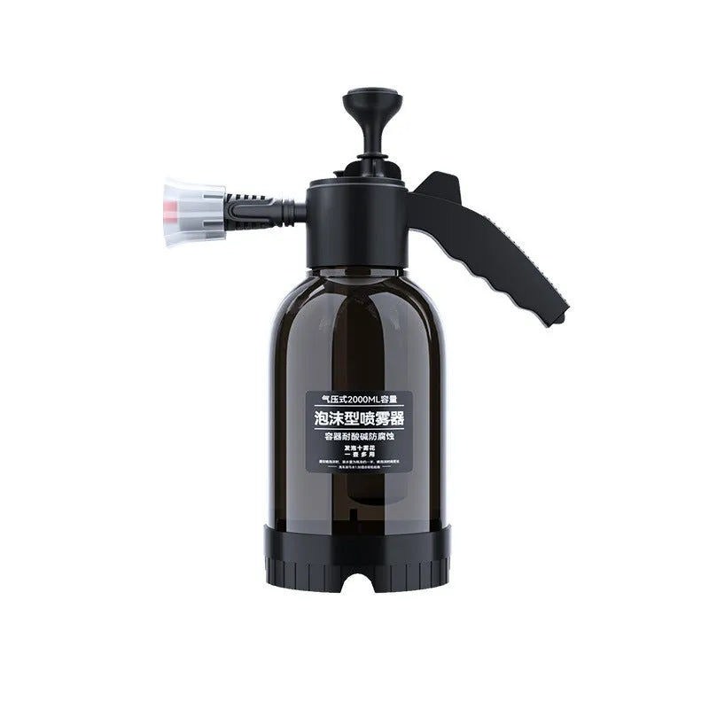 Black 2L hand-held spray sprayer with switch lock and two nozzles for car washing and garden watering