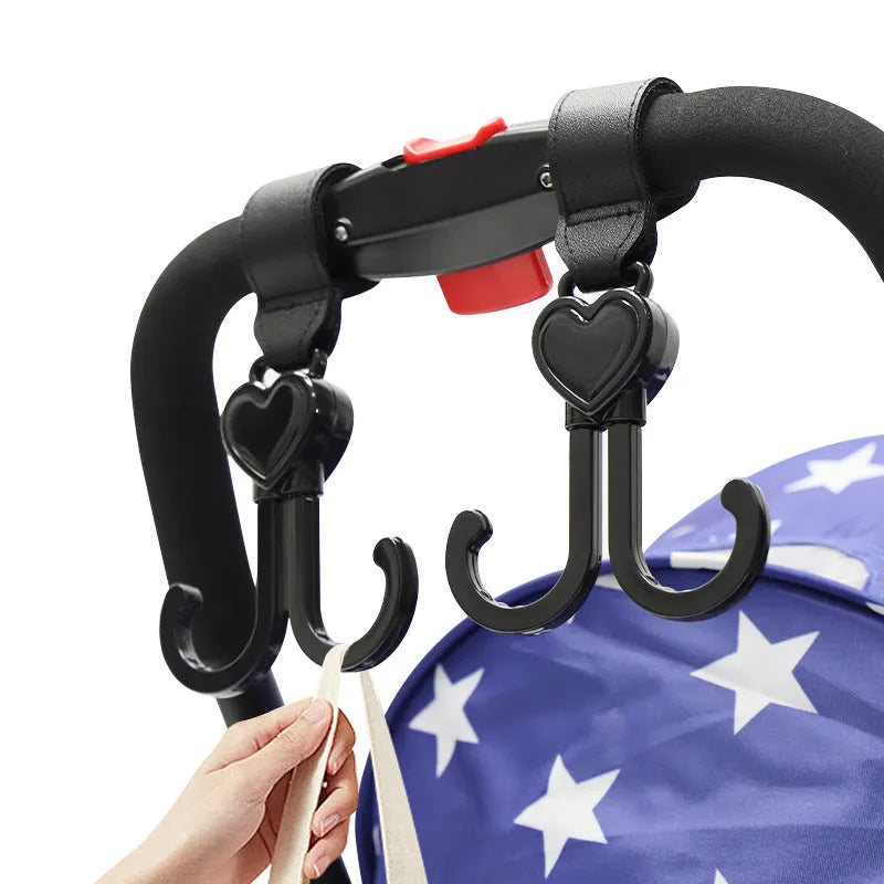Double hook baby carriage electric bike accessory with PU leather coating in black, pink, or brown