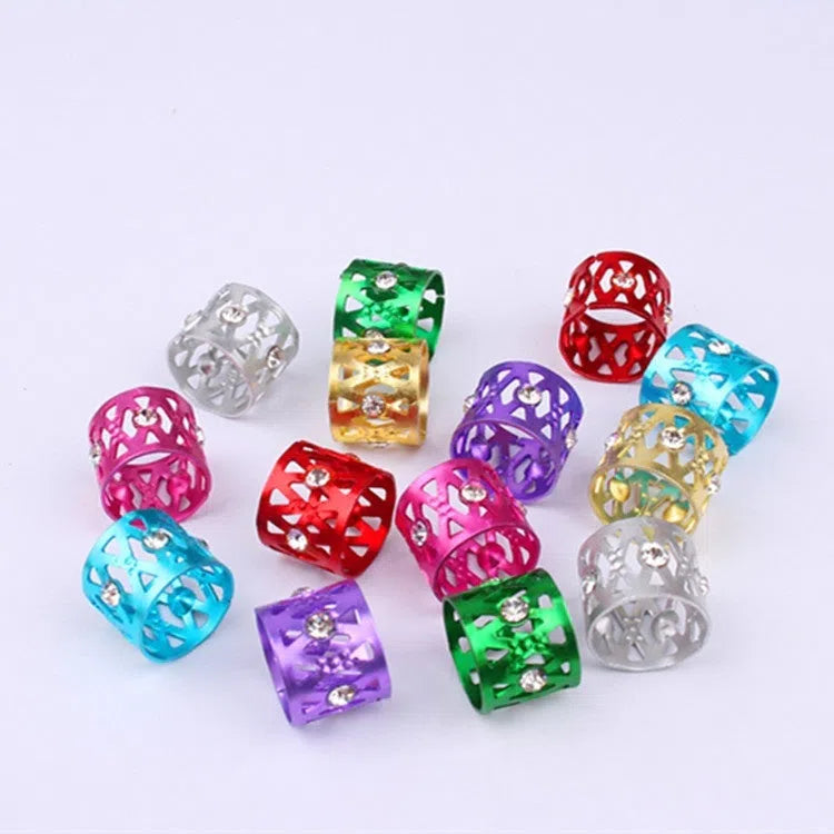Metal hair ring with hollow jeweled crown design in multiple colour options for wig decoration