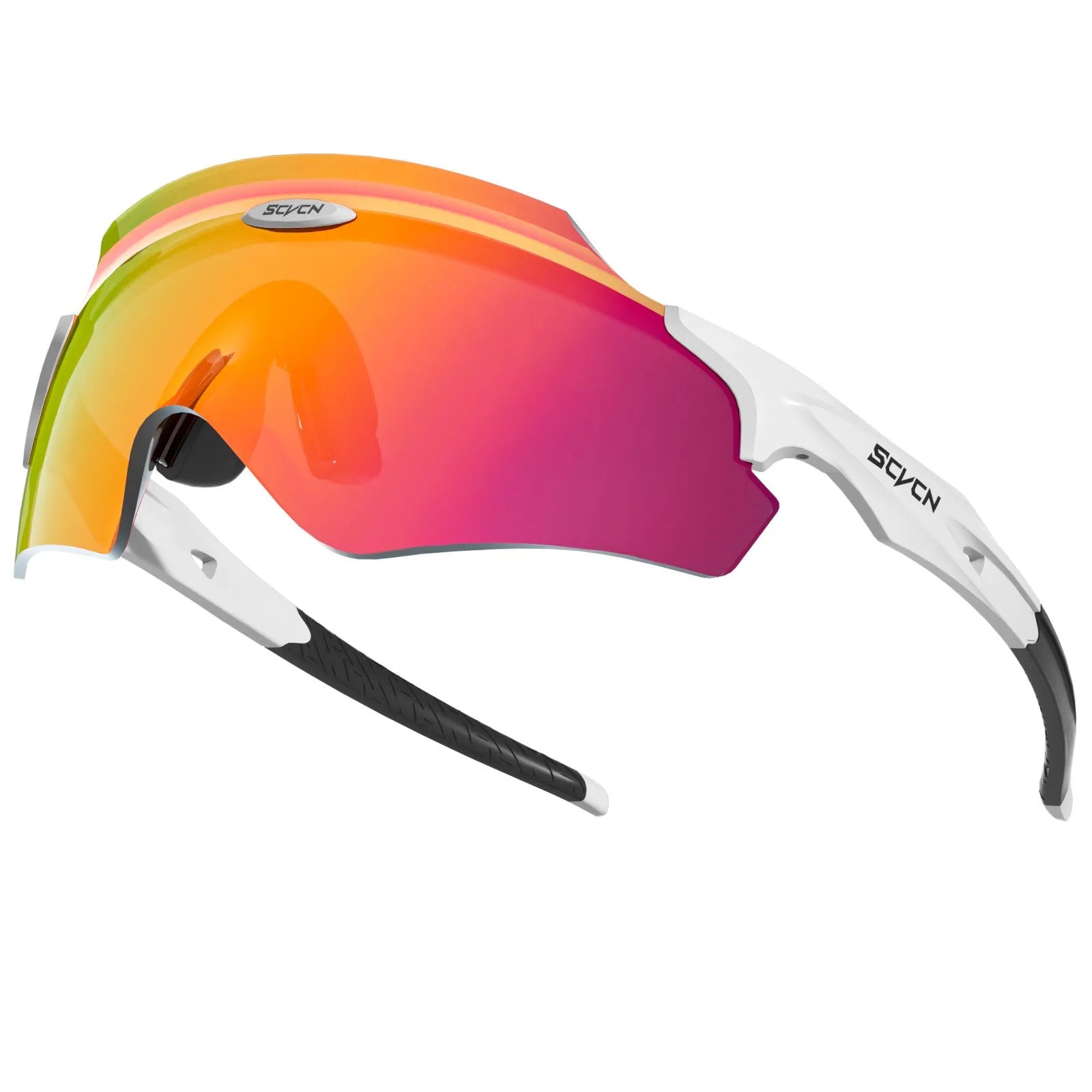Frameless athletic windproof glasses with colourful integrated lens in sports design