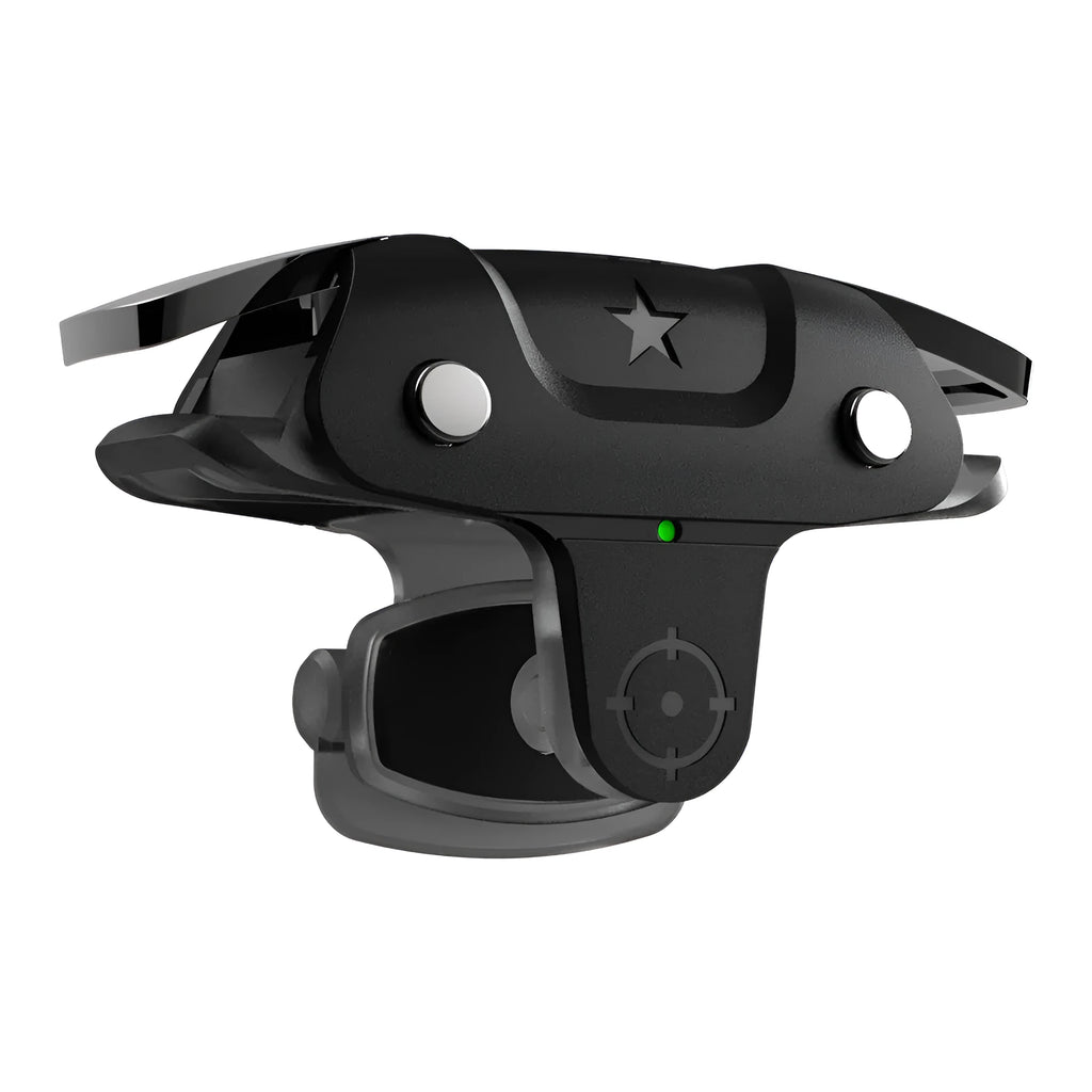 Black F5 mobile game controller joystick for phones, showing compact size.
