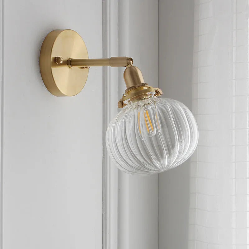 Creative pumpkin-shaped glass wall lamp in water ripple transparent glass design