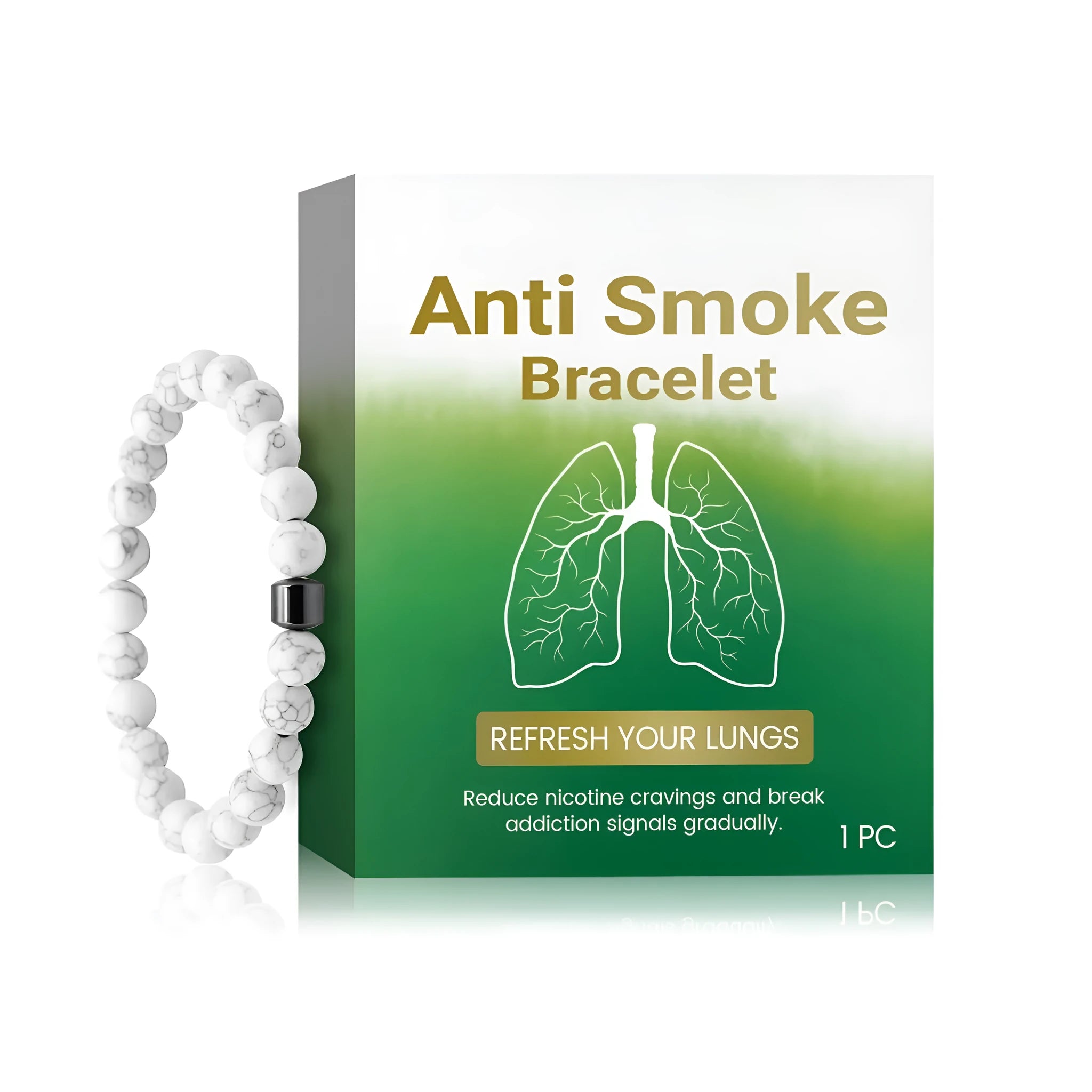 Women's synthetic turquoise anti-smoking bracelet for cigarette craving reduction