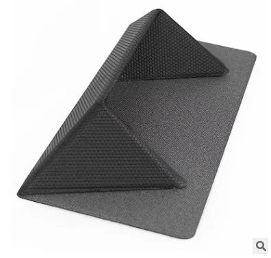 Portable non-slip cooling bracket for laptop with ergonomic design in blue, folded with built-in magnet