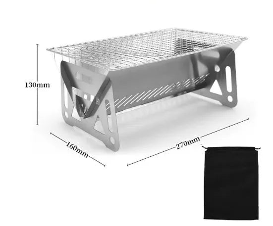 Large stainless steel folding barbecue oven with storage bag, suitable for 1-2 people.