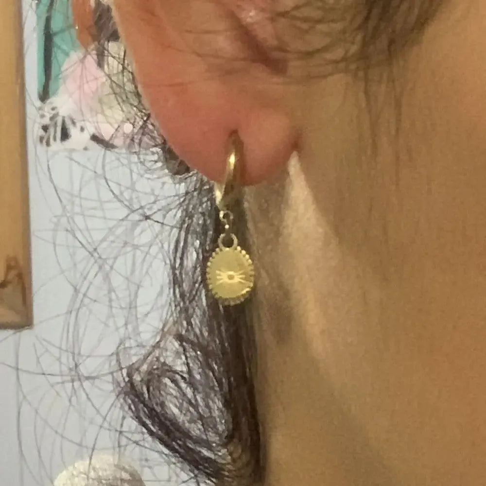 Stainless steel geometric ellipse earrings with non-fading ear buttons in XY-EH005 style