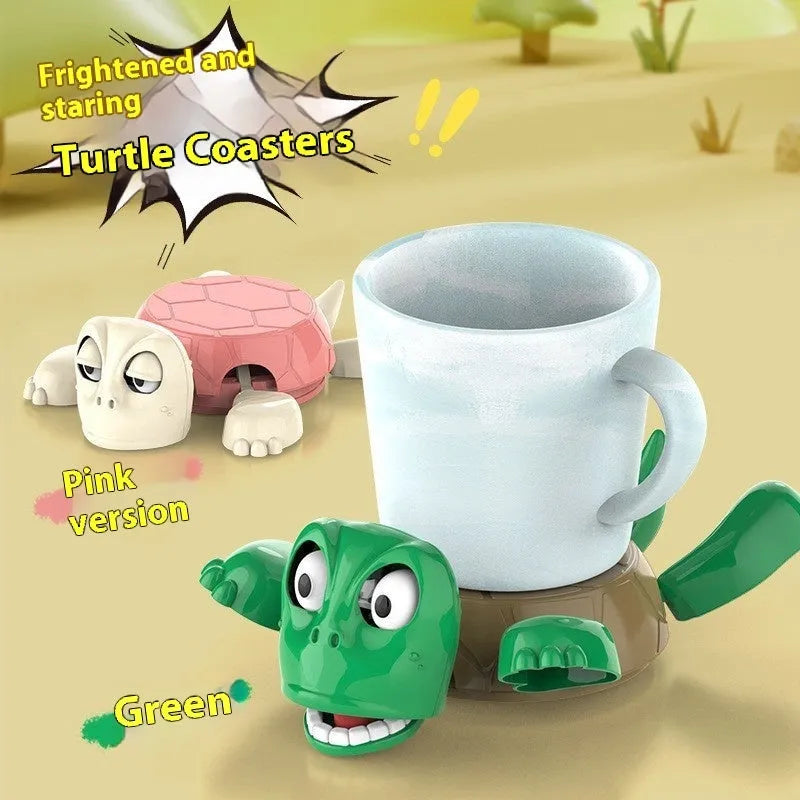 ABS plastic turtle-shaped coaster in green, yellow, or wheat starch colour options.