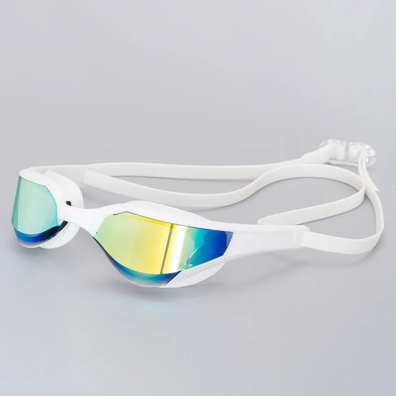 Racing HD anti-fog waterproof swimming glasses with silicone rubber and polycarbonate PC construction